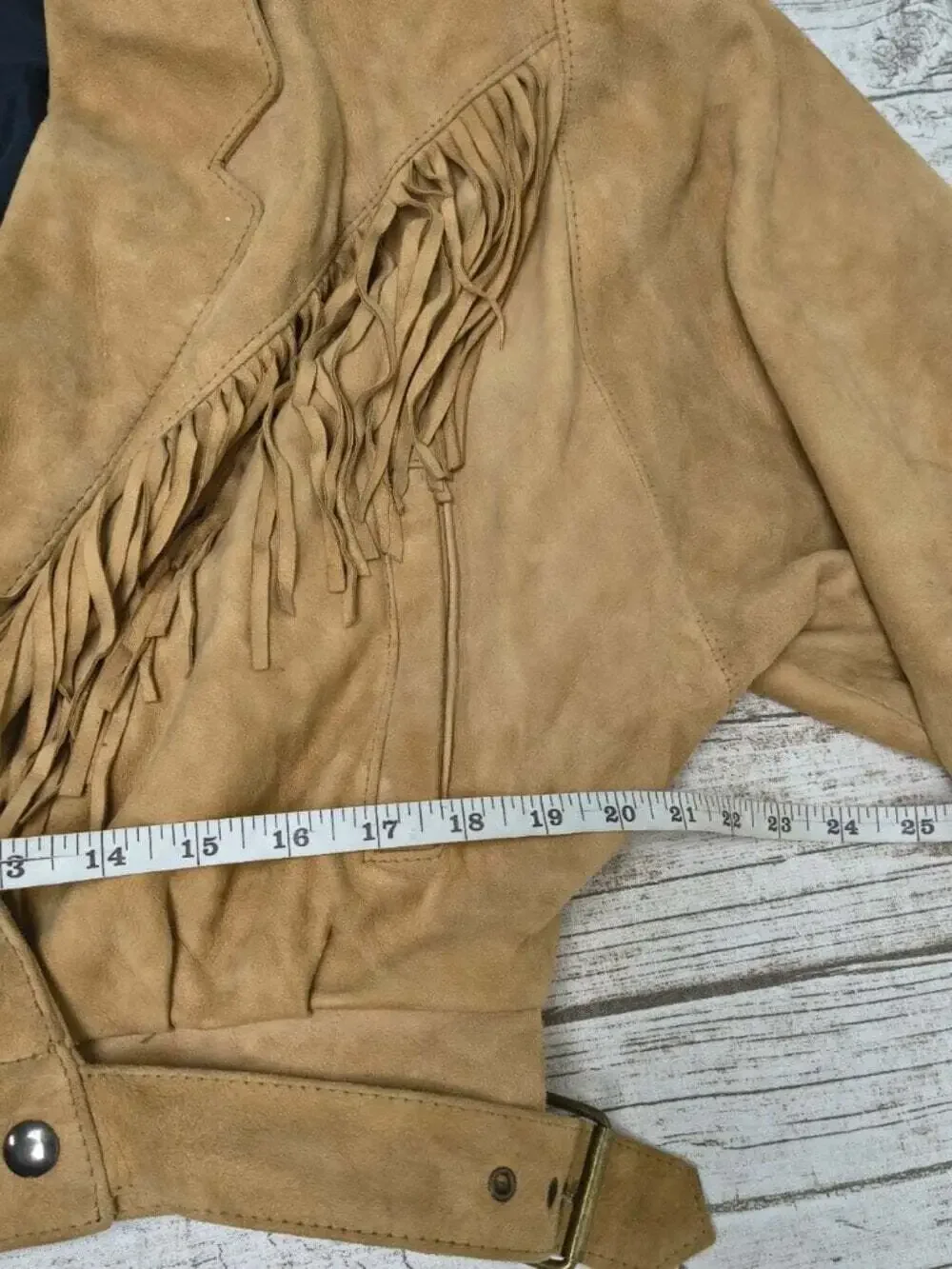 Vintage Daniel Marcus Tan Suede Fringe Crop Western Jacket Womens Medium Canada - Picture 8 of 12